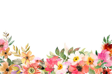 Watercolor flowers background vector for design.