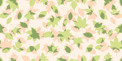 Autumn falling leafs vector pattern. Fall leaves seamless print