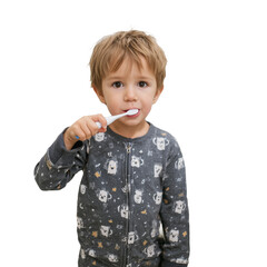 a 5-year-old cute boy brushing his teeth