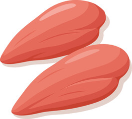 Two raw chicken breasts on white background poultry