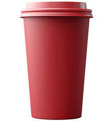 red coffee cup, isolated background.