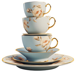 cup of tea and saucer, isolated background.