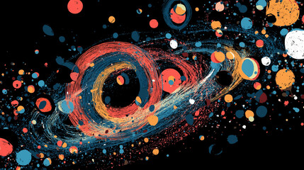 Abstract celestial mechanics with orbiting shapes for background