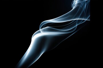 Obraz premium Abstract flowing white and blue smoke plumes creating elegant curves against a dark background.