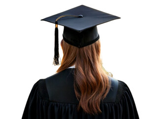  Proud Female Graduate in Robe and Cap – Turning Toward Bright Future