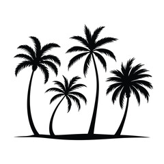 Silhouette illustration of a tropical palm tree grove vector graphic for design projects silhouette vector illustration white background