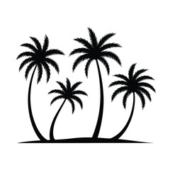 Stylized silhouette palm trees vector illustration scalable eps icon for tropical beach and summer designs silhouette vector illustration white background