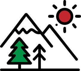 Mountain and Sun Icon