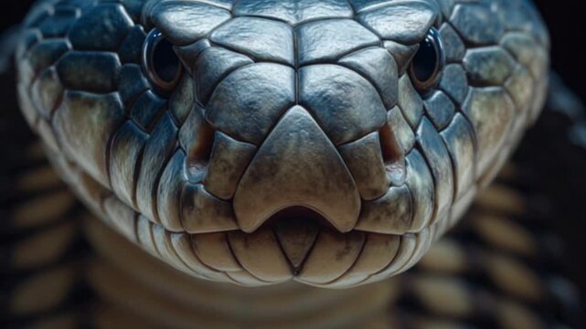 Cinematic close-up of a majestic King Cobra snake coiling and preparing to strike in its natural jungle habitat, capturing the intensity, detail, and raw power of one of nature’s most feared predators