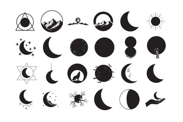 24 Moon Silhouette Vector Bundle
