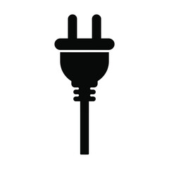 Black silhouette illustration of a power plug ready for connection vector graphic eps icon silhouette vector illustration white background