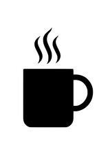 Steaming Coffee Mug Vector &mdash; Minimal Black Line Art on White Background

