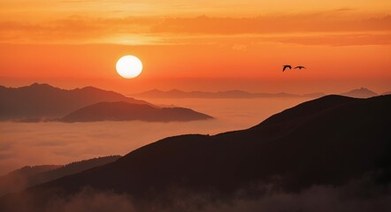 Obraz premium sunset in the mountains