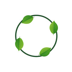 Circular Green Leaf Frame: Eco-Friendly Design Element isolated on transparent background