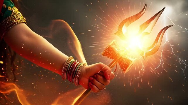 Durga Devi Holding Trident Illustration