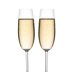 Two Champagne Flutes isolated on transparent background