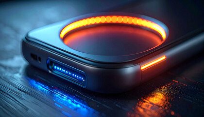 Sleek Smartphone Design: Close-up perspective showcases a cutting-edge smartphone design, with a focus on its futuristic features, perfect for technology enthusiasts.