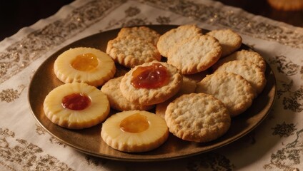 Delicious Jam-Filled Cookies on a Plate, Ready to Enjoy.