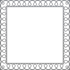 Minimalist square border frame with elegant looping line pattern. Perfect for invitations, certificates, and decorative design projects. Simple geometric line art border illustration.