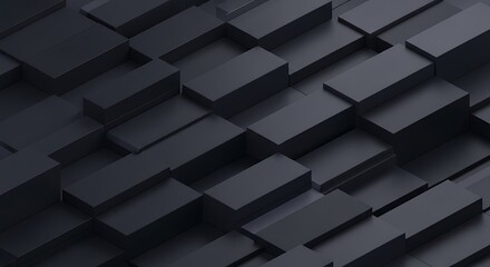 Abstract Dark Blocks - Modern Geometric Pattern in Black.