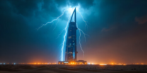 modern city with empty road and skyscrapers in the evening