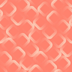 Vector seamless pattern abstract background with rounded rhombus shapes and halftone coral colour. Grainy texture design inspired by 1960s retro structure and graphic layout vibe. Endless abstraction