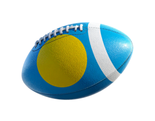 Dynamic Football in Motion Decorated with Palau National Flag
