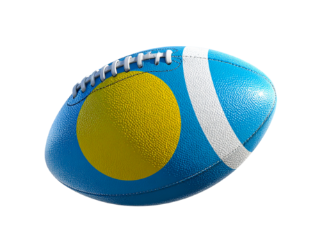 Dynamic Football in Motion Decorated with Palau National Flag