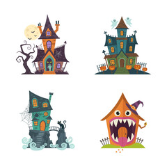 Spooky Halloween Haunted House with Eerie Decorations and Creepy Atmosphere