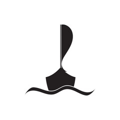 Modern and minimal boat logo icon, beach island vector template