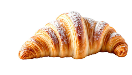 Croissant with powdered sugar isolated on transparent background
