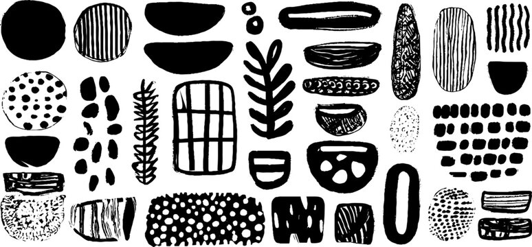 Abstract boho folk art with marble patterns and textured veins - design for prints and posters