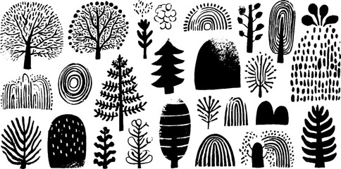 Rustic nature elements – tree branches, rings, trunks, and leaves for bohemian design