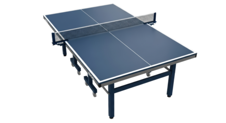 Professional ping pong table set up for table tennis game and recreation isolated on transparent background