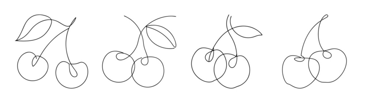 Detailed sketch art of four capulin cherry clusters showing leaf and stem textures and fruit shapes