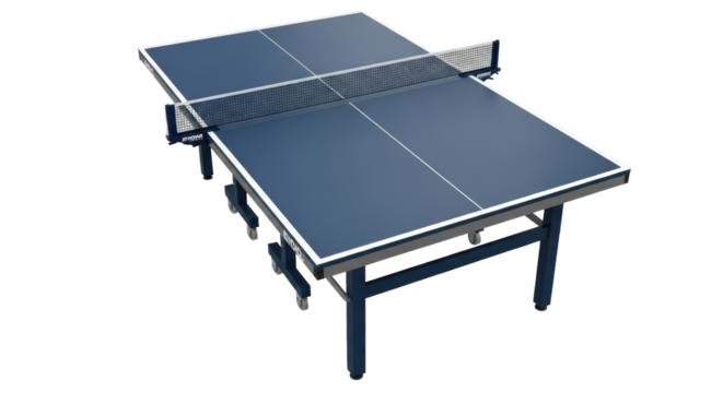 Professional ping pong table set up for table tennis game and recreation isolated on transparent background