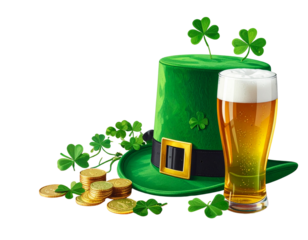 Festive St. Patrick’s Day Decor Collection – Clover, Gold Coins, and Green Hat PNG