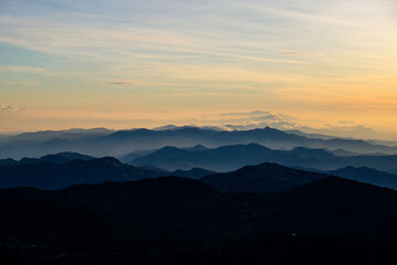 Beautiful sunrise view from the peak of Mount Ramelau, Timor Leste