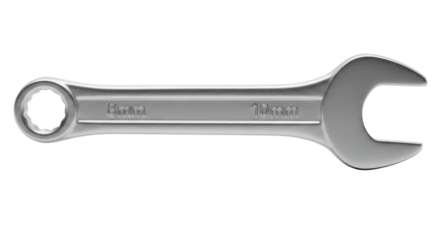 Single combination wrench tool isolated on black for mechanical repair and diy projects isolated on transparent background