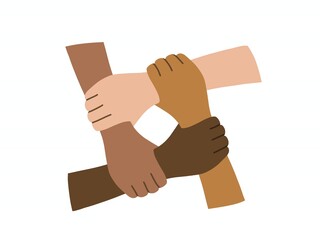 hands with holding tightly in volunteer concept cartoon