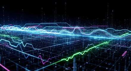 Naklejka premium Abstract digital data visualization, network connections, big data analysis, and technology