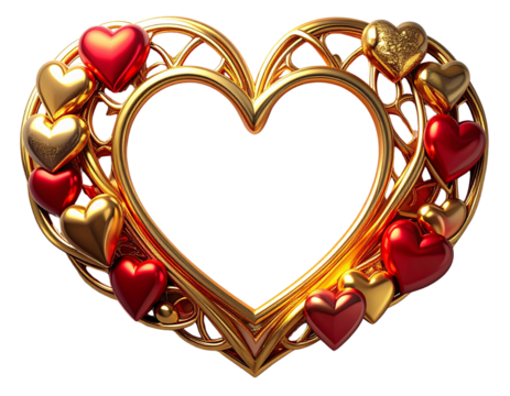 Elegant Valentine’s Day Heart Border with Golden Glow