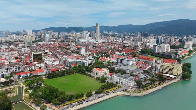 Sustainable Cityscape of Penang Featuring KOMTAR Tower and Esplanade Waterfront