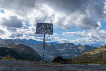 Col de la Lombarde sign marking mountain pass