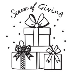 Minimalist illustration of santa s sleigh overflowing with gifts and presents during christmas