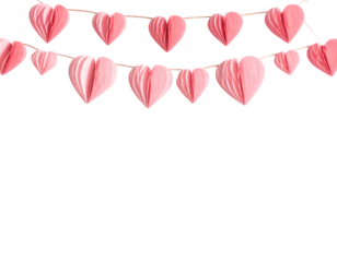 Minimal Heart Garland Border with Floating Paper Hearts
