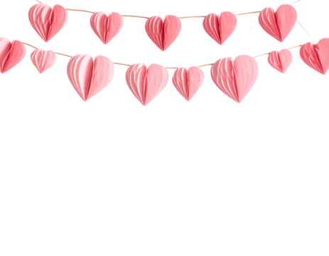 Minimal Heart Garland Border with Floating Paper Hearts - Powered by Adobe