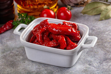 Tasty dried tomatoes in the bowl