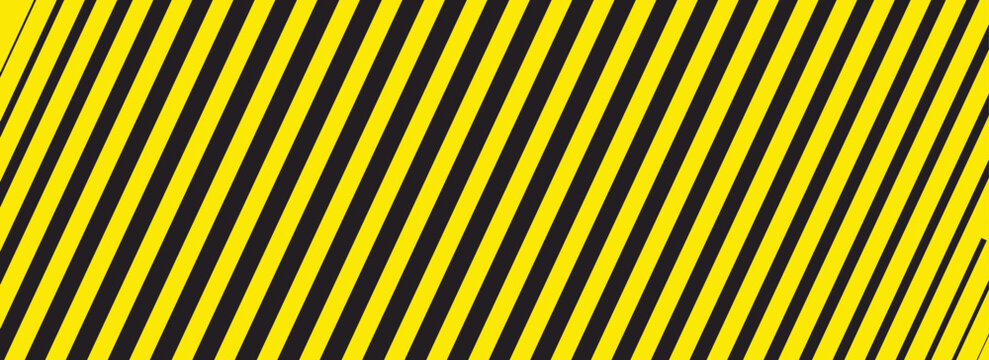 Diagonal stripes background. Yellow and black lines pattern for road warning and wallpaper template. Realistic lines with repeat stripes texture. Simple geometric stripes background.