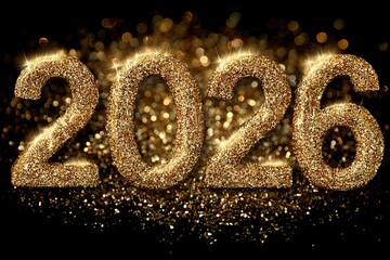 Glittering Gold Number Twenty Six Celebratory New Year Festive Sparkling Decoration